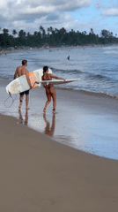 Surf session at Weligama Beach, Sri Lanka