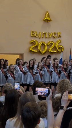 Russian students celebrate graduation with traditional dances in Podolsk