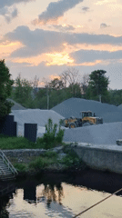 River barges and construction equipment active in Yakhroma