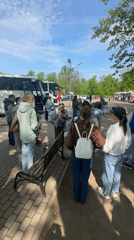 Tourist activity and souvenir shopping in sunny Peterhof