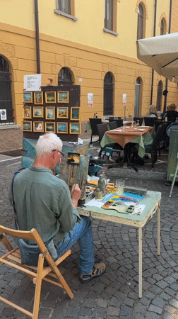 Plein air painting and art for sale on Malcesine's cobblestones