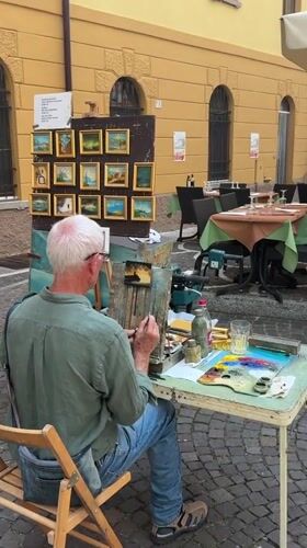 Plein air painting and art for sale on Malcesine's cobblestones