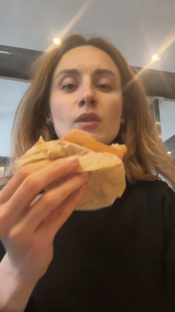 Woman dines at McDonald's in Kryvyi Rih, Ukraine