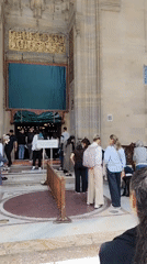 Tourist visits Süleymaniye Mosque complex in Istanbul during morning hours