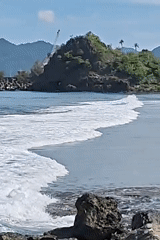 Coastal scene documented at Naga Umbang, Indonesia shoreline