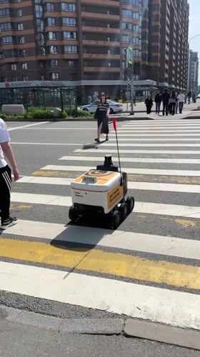 Yandex delivery robot spotted making rounds in Murino