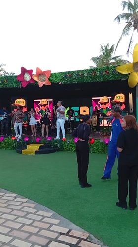 Live band performs outdoor concert in Porlamar, Venezuela