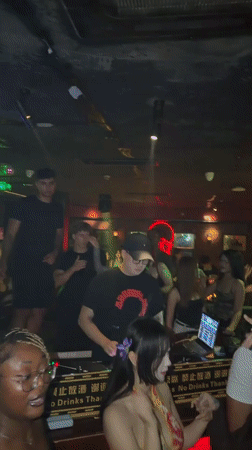 DJ set and dancing at Mojak Bar, Liangjiang