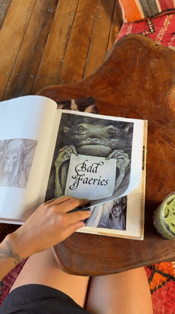 Person reads fairy book in tropical stilt house, General Luna