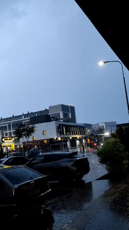 Heavy rainfall documented across Krasnodar, Russia during evening hours