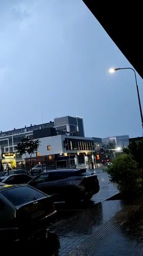 Heavy rainfall documented across Krasnodar, Russia during evening hours