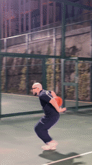 Man practices basketball on outdoor court in T'bilisi