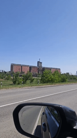 Grain elevator complex documented in rural Dubovskoye, Russia