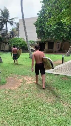 Early morning surfing activity documented in Kathaluwa, Sri Lanka