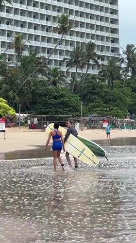 Morning surf session draws multiple riders to Sri Lankan beaches