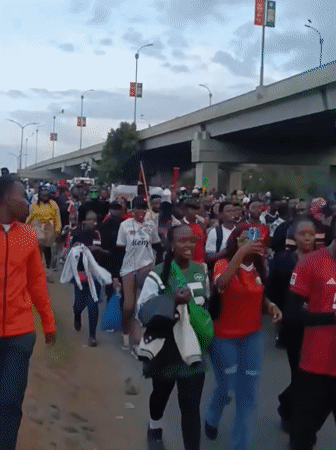 Red-and-white crowd rallies near Nairobi overpass