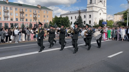 Students celebrate graduation with formal parade in Brest Belarus