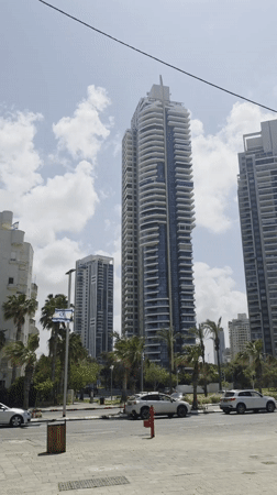 Morning street scene captured in Bat Yam, Israel