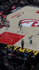 Basketball game underway at Atlanta Hawks' State Farm Arena