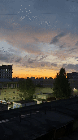 Dramatic sunset observed over Perm skyline amid heavy clouds