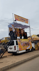 Mobile advertising van with scaffolding spotted in Lagos