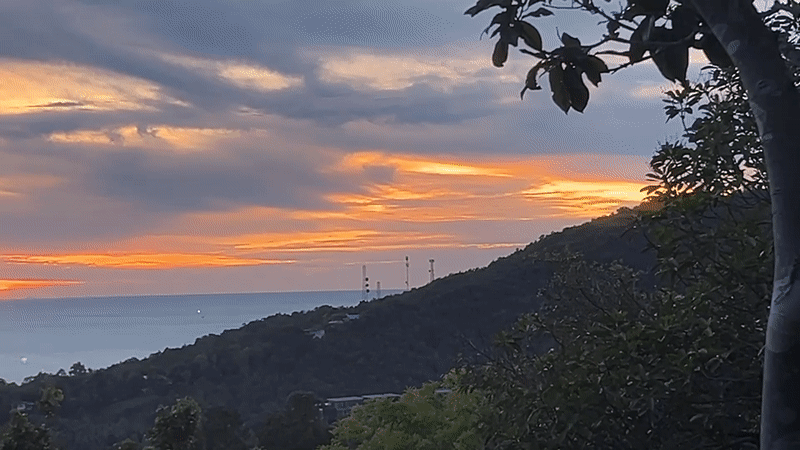 Sunset documented over ocean in Baan Hin Kong Thailand