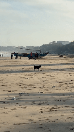 Fishing boats moved on trailers at Indonesian beaches