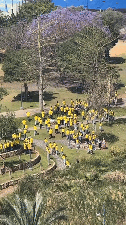 Yellow-shirted group gathers in Petah Tikva park