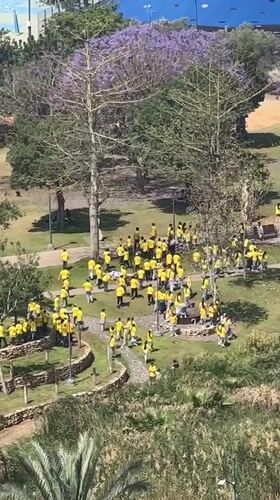 Yellow-shirted group gathers in Petah Tikva park