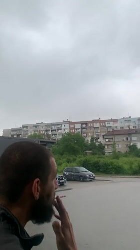 Rainy morning documented in Gabrovo, Bulgaria streets