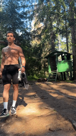 Trail running through Smolyan mountain forests with valley overlooks