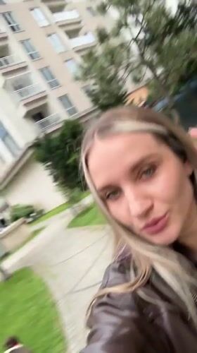 Woman and girl share afternoon filming selfies, eating kimchi in Turkey