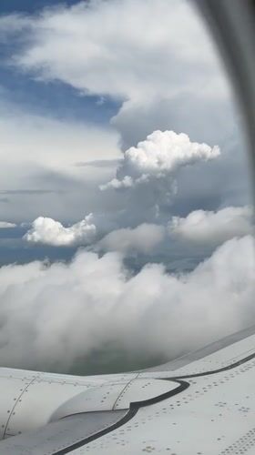 Passenger films aerial view of Georgian countryside from airplane