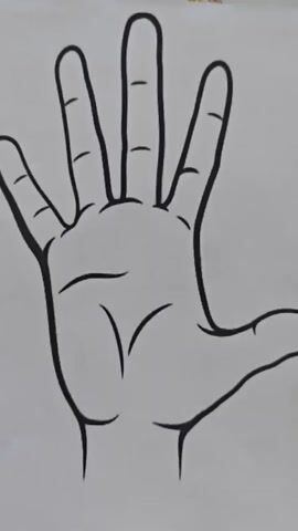 The video shows a hand placed over a drawing of a hand on a white sheet of paper. The drawing is black and white and outlines a hand with fingers spread open. The real hand is positioned over the drawing, with its fingers aligning with the drawn fingers. The person's skin tone is medium to tan, and the hand appears to be an adult's. The veins on the back of the hand are visible. The background is a white surface with a floral pattern, possibly a tablecloth or placemat. The video consists of a series of slightly overlapping still frames, creating a very subtle motion effect.