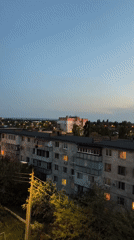 Sunset captured over Soviet-era apartments in Tiraspol, Moldova