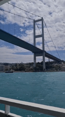 Boat captures Bosphorus Bridge views from Istanbul waters