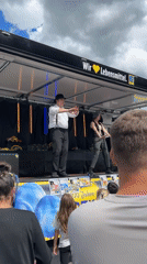 Edeka promotional street performance draws crowds in Heinebach
