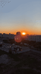 Sunset captured over Krasnoyarsk cityscape