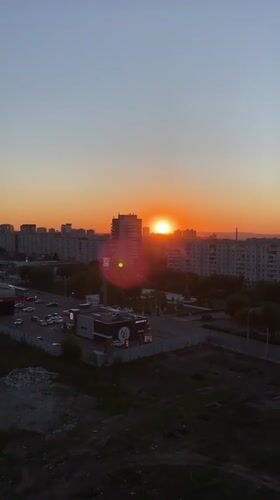 Sunset captured over Krasnoyarsk cityscape