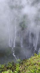 Tall waterfall in Sidomulyo, East Java, seen from multiple angles