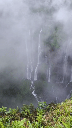 Tall waterfall in Sidomulyo, East Java, seen from multiple angles