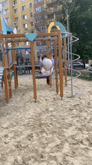 Child performs acrobatic playground stunt in Tyumen, Russia