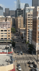Downtown LA street traffic captured in elevated video