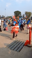 Costumed group aerobics session at Arung Square, Melayu