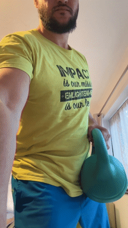 Man conducts indoor fitness workout in London room