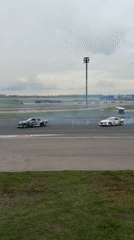 Race cars drift on track in Ostrovtsy, Russia