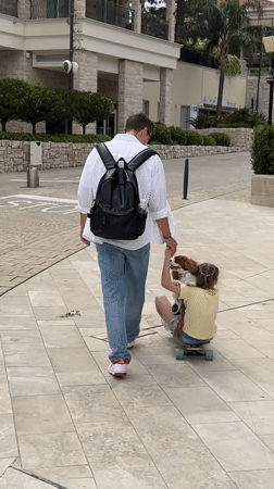 Family day trip with dog documented across Montenegro Bay