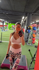 Woman takes gym selfie in Novosibirsk workout session