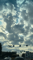 Early morning cloudy skies documented from vehicle in Yaroslavl