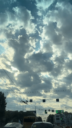 Early morning cloudy skies documented from vehicle in Yaroslavl
